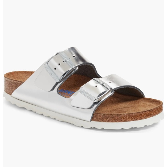 Birkenstock Metallic Silver Buckle Sandals - Picture 4 of 4